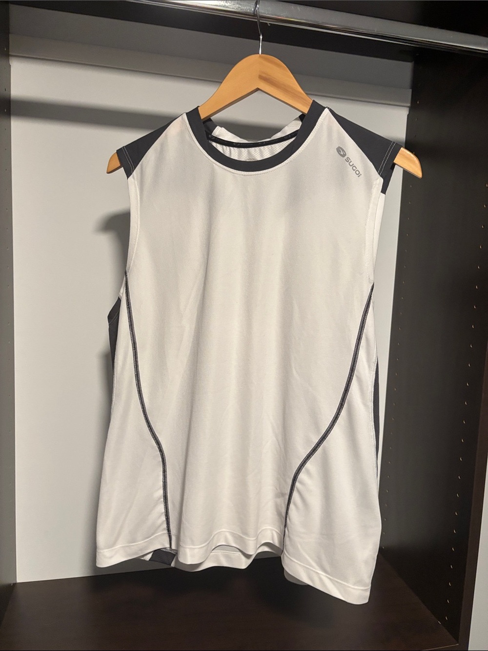 SUGOI White Sleeveless Athletic Tank with Black Accents